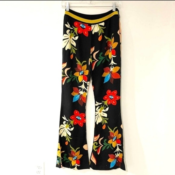 Farm Rio Calla Flare Bellbottoms Pants Floral XS Anthropologie - Picture 4 of 8